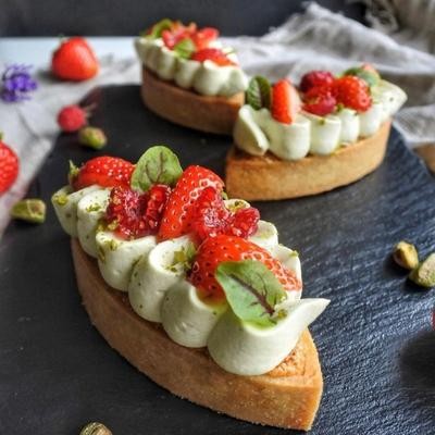 Recette de tartelettes chocolat blanc pistache & fruits rouges