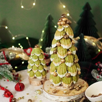 Recette de sapin Madeleine Pistache chocolat blanc 34% Weiss